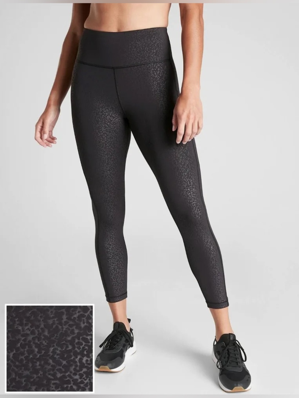 Athleta Ultimate Stash Pocket Embossed 7/8 Tight, BLACK SIZE xs